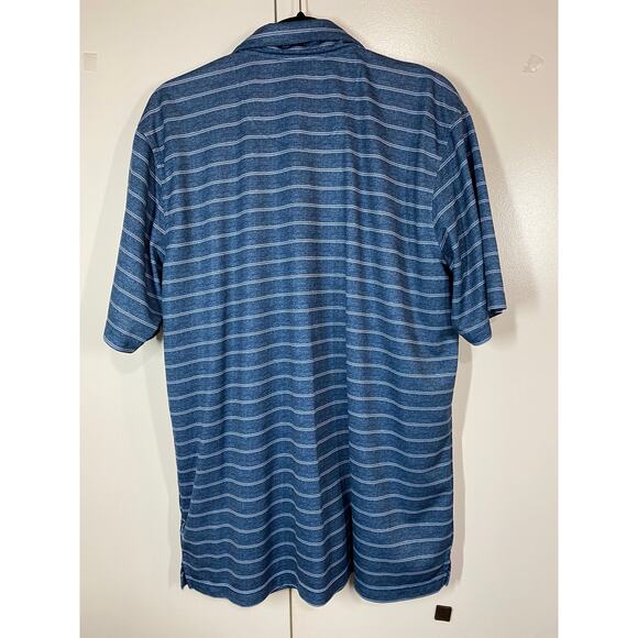 TWO Pebble Beach Blue & White Striped Short Sleeve Dry-Luxe Performance Polo XL - Picture 8 of 11